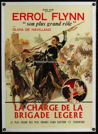w219 CHARGE OF THE LIGHT BRIGADE linen French 23x32 R60s Errol Flynn, Olivia De Havilland, Curtiz