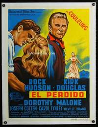 w226 LAST SUNSET linen French 24x31 movie poster '61 Hudson, Douglas