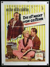 w284 BORN YESTERDAY linen German movie poster '51 Holliday, Holden