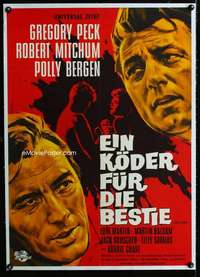w281 CAPE FEAR linen German movie poster '62 Gregory Peck, Mitchum