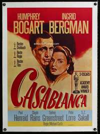 w295 CASABLANCA linen German movie poster R88 Bogart, Ingrid Bergman
