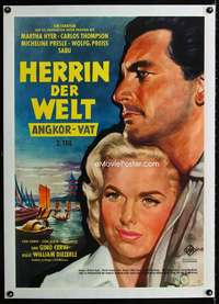 w291 HERRIN DER WELT 2. TEIL linen German movie poster '60 Dieterle