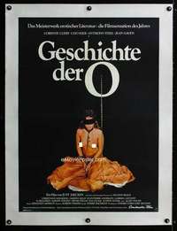 w261 STORY OF O linen German movie poster '76 French, sexy image!