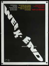 w268 WEEK END linen German movie poster '67 Godard, Hans Hillman art!