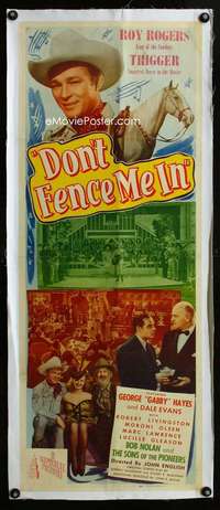 w058 DON'T FENCE ME IN linen insert movie poster '45 Roy Rogers, Evans
