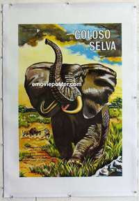w241 AFRICAN ELEPHANT linen Spanish movie poster '71 great art image!