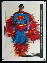 w185 SUPERMAN III linen Polish movie poster '83 great artwork!
