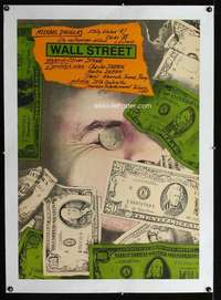 w186 WALL STREET linen Polish movie poster '87 great Pagowski art!