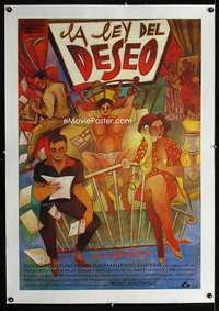 w239 LAW OF DESIRE linen Spanish movie poster '87 Almodovar, Perez art