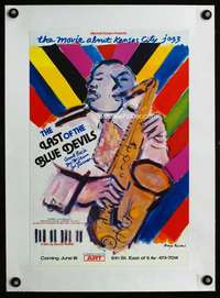 w067 LAST OF THE BLUE DEVILS linen 24x36 special '79 art of jazz musician playing sax by Ensrud!