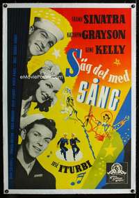w202 ANCHORS AWEIGH linen Swedish movie poster '46 Sinatra, Gene Kelly