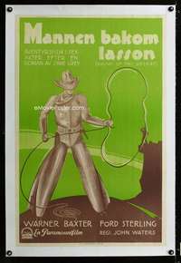 w195 DRUMS OF THE DESERT linen Swedish 22x35 '27 cowboy art!