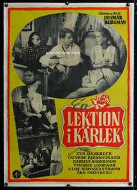 w198 LESSON IN LOVE linen Swedish movie poster '54 Ingmar Bergman