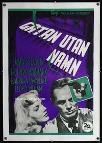 w196 STREET WITH NO NAME linen Swedish movie poster '48 Aberg artwork!