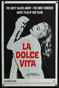 y549 LA DOLCE VITA one-sheet movie poster '61 Fellini, sexy Anita Ekberg!