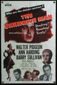 y078 UNKNOWN MAN one-sheet movie poster '51 Walter Pigeon, Ann Harding