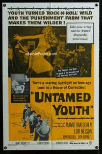 y075 UNTAMED YOUTH one-sheet movie poster '57 sexy bad Mamie Van Doren!