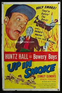 y071 UP IN SMOKE one-sheet movie poster '57 Huntz Hall, Bowery Boys!