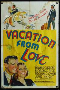 y066 VACATION FROM LOVE one-sheet movie poster '38 Dennis O'Keefe, Rice