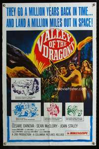 y063 VALLEY OF THE DRAGONS one-sheet movie poster '61 cool dinosaurs!