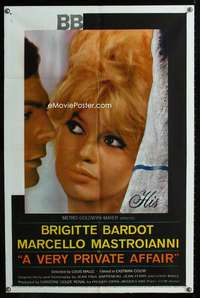 y052 VERY PRIVATE AFFAIR one-sheet movie poster '62 sexy Brigitte Bardot!