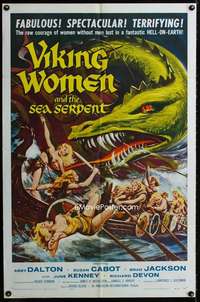 y048 VIKING WOMEN & THE SEA SERPENT one-sheet movie poster '58 without men!
