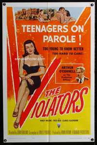 y046 VIOLATORS one-sheet movie poster '57 rebel teenagers on parole!