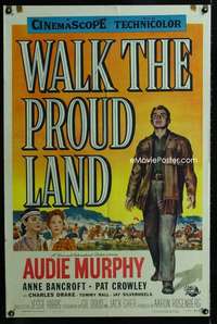 y039 WALK THE PROUD LAND one-sheet movie poster '56 Audie Murphy, Bancroft