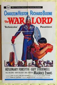 y035 WAR LORD one-sheet movie poster '65 Charlton Heston, Richard Boone