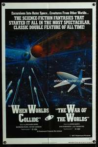 y027 WHEN WORLDS COLLIDE/WAR OF THE WORLDS one-sheet movie poster '77 sci-fi