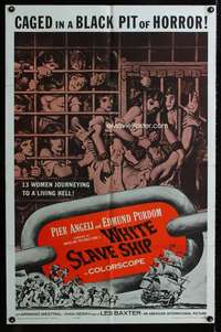 y026 WHITE SLAVE SHIP one-sheet movie poster '62 sexy caged women!