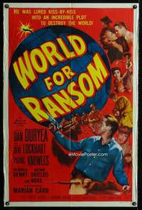 y012 WORLD FOR RANSOM one-sheet movie poster '54 Robert Aldrich, Duryea