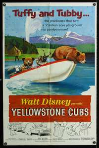 y005 YELLOWSTONE CUBS one-sheet movie poster '63 Walt Disney bears!