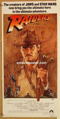 a762 RAIDERS OF THE LOST ARK Aust daybill movie poster '81 Amsel art!
