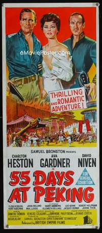 a409 55 DAYS AT PEKING Aust daybill movie poster '63 Heston, Gardner