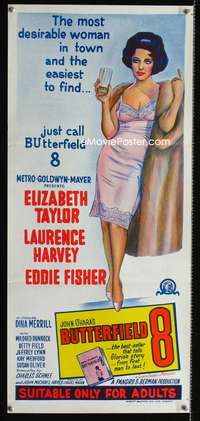 a484 BUTTERFIELD 8 Aust daybill R66 stone litho of the most desirable callgirl, Elizabeth Taylor!