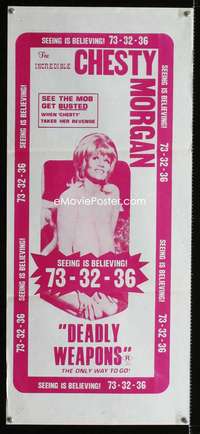 a528 DEADLY WEAPONS Aust daybill movie poster '73 sexy Chesty Morgan!