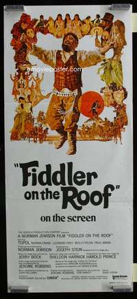 a574 FIDDLER ON THE ROOF Aust daybill movie poster '72 CoConis art!