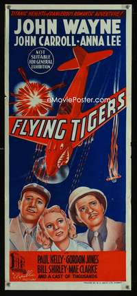 a581 FLYING TIGERS Aust daybill movie poster '42 John Wayne, WWII!