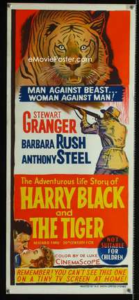 a615 HARRY BLACK & THE TIGER Aust daybill movie poster '58 cool image!