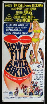 a633 HOW TO STUFF A WILD BIKINI Aust daybill movie poster '65 Annette