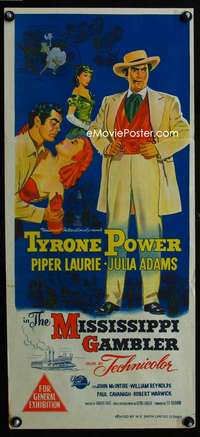a705 MISSISSIPPI GAMBLER Aust daybill movie poster '53 Tyrone Power