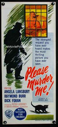 a749 PLEASE MURDER ME Aust daybill movie poster '56 Angela Lansbury