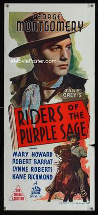 a778 RIDERS OF THE PURPLE SAGE Aust daybill movie poster '41 Grey