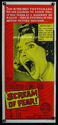 a798 SCREAM OF FEAR Aust daybill movie poster '61 Hammer, Strasberg