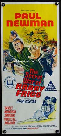 a800 SECRET WAR OF HARRY FRIGG Aust daybill movie poster '68 Newman