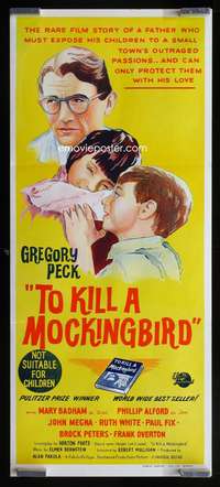 a891 TO KILL A MOCKINGBIRD Aust daybill movie poster '63 Gregory Peck