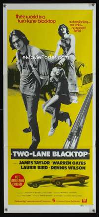 a908 TWO-LANE BLACKTOP Aust daybill movie poster '71 James Taylor