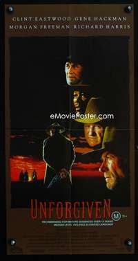 a909 UNFORGIVEN Aust daybill movie poster '92 Eastwood, Hackman