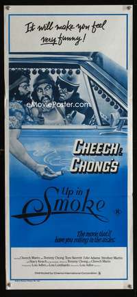 a910 UP IN SMOKE Aust daybill movie poster R80s Cheech & Chong!